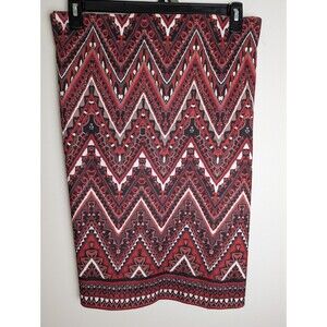Dressbarn Red White Wine Zig Zag Chevron Pencil Skirt Plus Size 3X Office Career